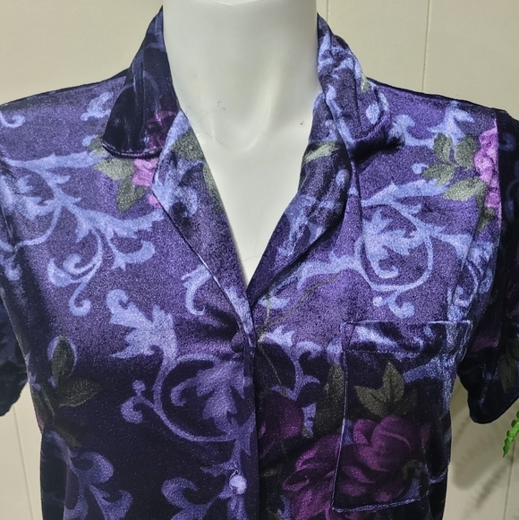VTG California Dynasty Purple Floral Pajamas Set Women’s Sz M - Picture 5 of 15